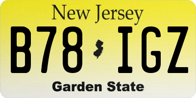 NJ license plate B78IGZ