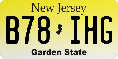 NJ license plate B78IHG