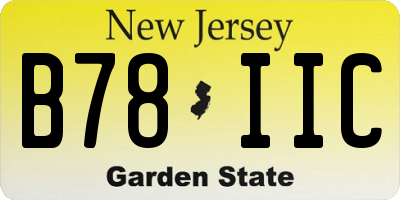 NJ license plate B78IIC