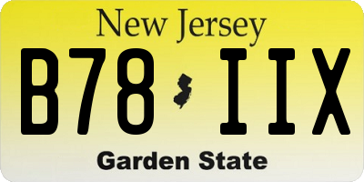 NJ license plate B78IIX