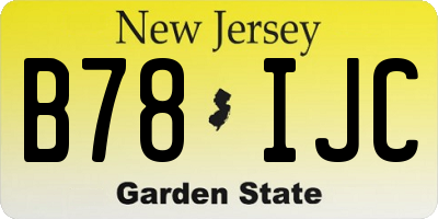 NJ license plate B78IJC