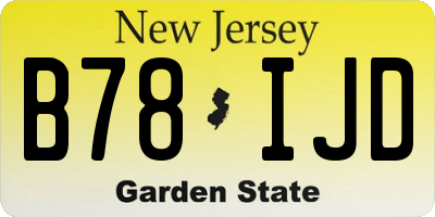NJ license plate B78IJD