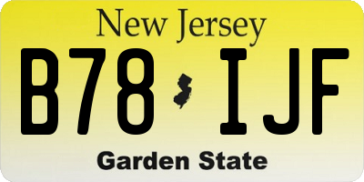 NJ license plate B78IJF