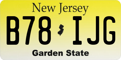 NJ license plate B78IJG