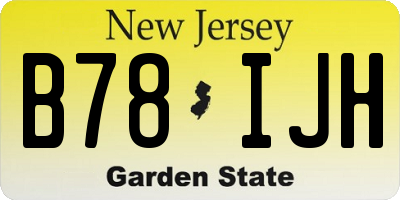 NJ license plate B78IJH