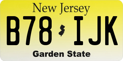 NJ license plate B78IJK