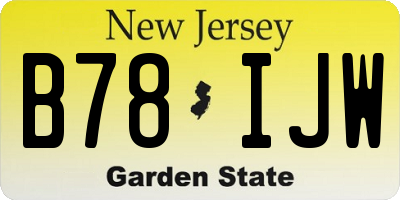 NJ license plate B78IJW