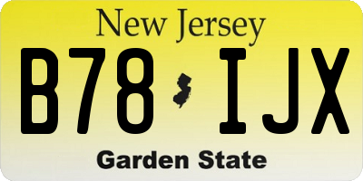 NJ license plate B78IJX