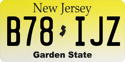 NJ license plate B78IJZ