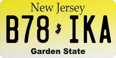 NJ license plate B78IKA