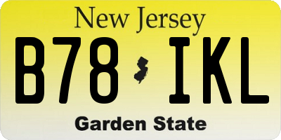 NJ license plate B78IKL