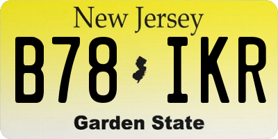 NJ license plate B78IKR