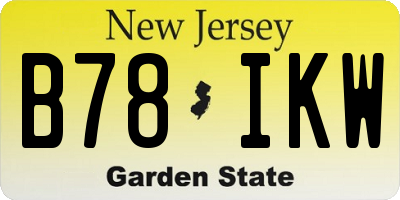 NJ license plate B78IKW