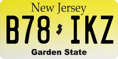 NJ license plate B78IKZ