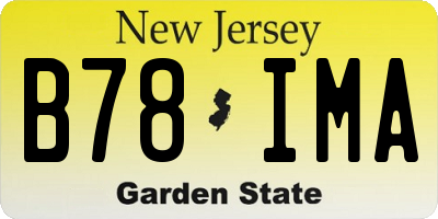 NJ license plate B78IMA