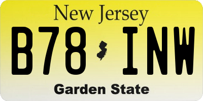 NJ license plate B78INW