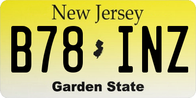 NJ license plate B78INZ