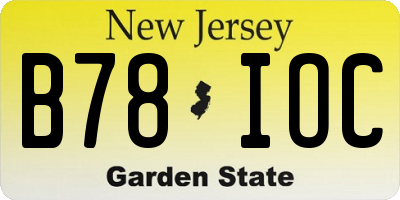 NJ license plate B78IOC