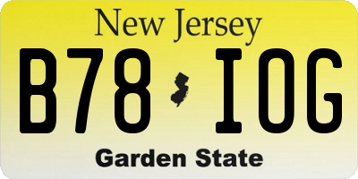 NJ license plate B78IOG