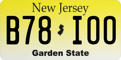 NJ license plate B78IOO