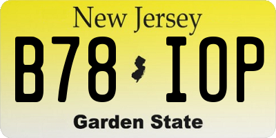NJ license plate B78IOP