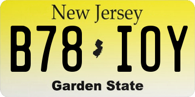 NJ license plate B78IOY