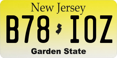 NJ license plate B78IOZ