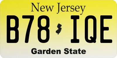 NJ license plate B78IQE