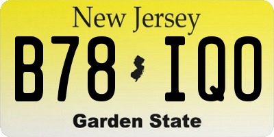 NJ license plate B78IQO