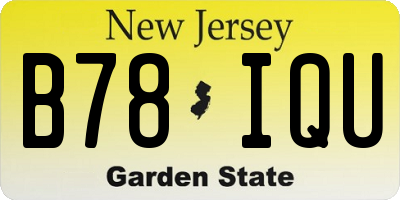 NJ license plate B78IQU