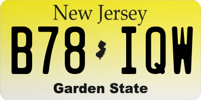 NJ license plate B78IQW