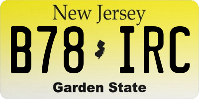 NJ license plate B78IRC