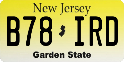 NJ license plate B78IRD
