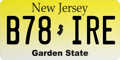 NJ license plate B78IRE