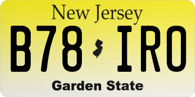 NJ license plate B78IRO
