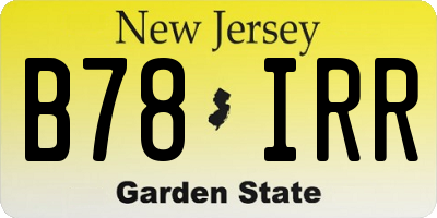 NJ license plate B78IRR