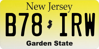NJ license plate B78IRW