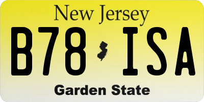 NJ license plate B78ISA