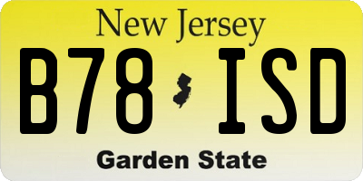 NJ license plate B78ISD