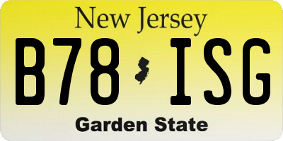 NJ license plate B78ISG