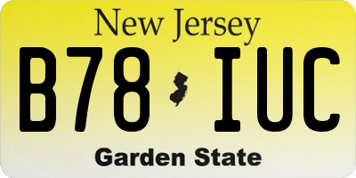 NJ license plate B78IUC