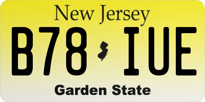 NJ license plate B78IUE