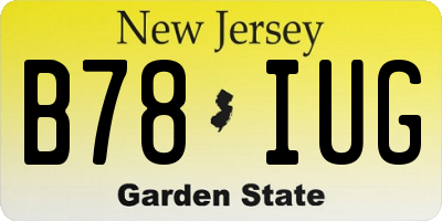 NJ license plate B78IUG