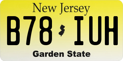 NJ license plate B78IUH