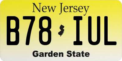 NJ license plate B78IUL