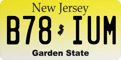 NJ license plate B78IUM