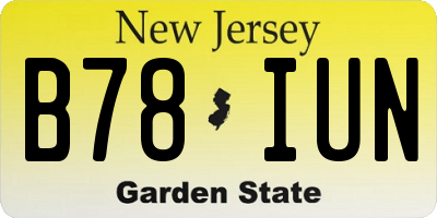 NJ license plate B78IUN