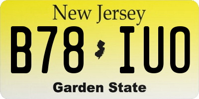 NJ license plate B78IUO