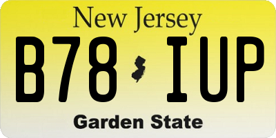NJ license plate B78IUP