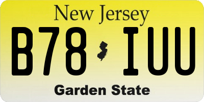 NJ license plate B78IUU
